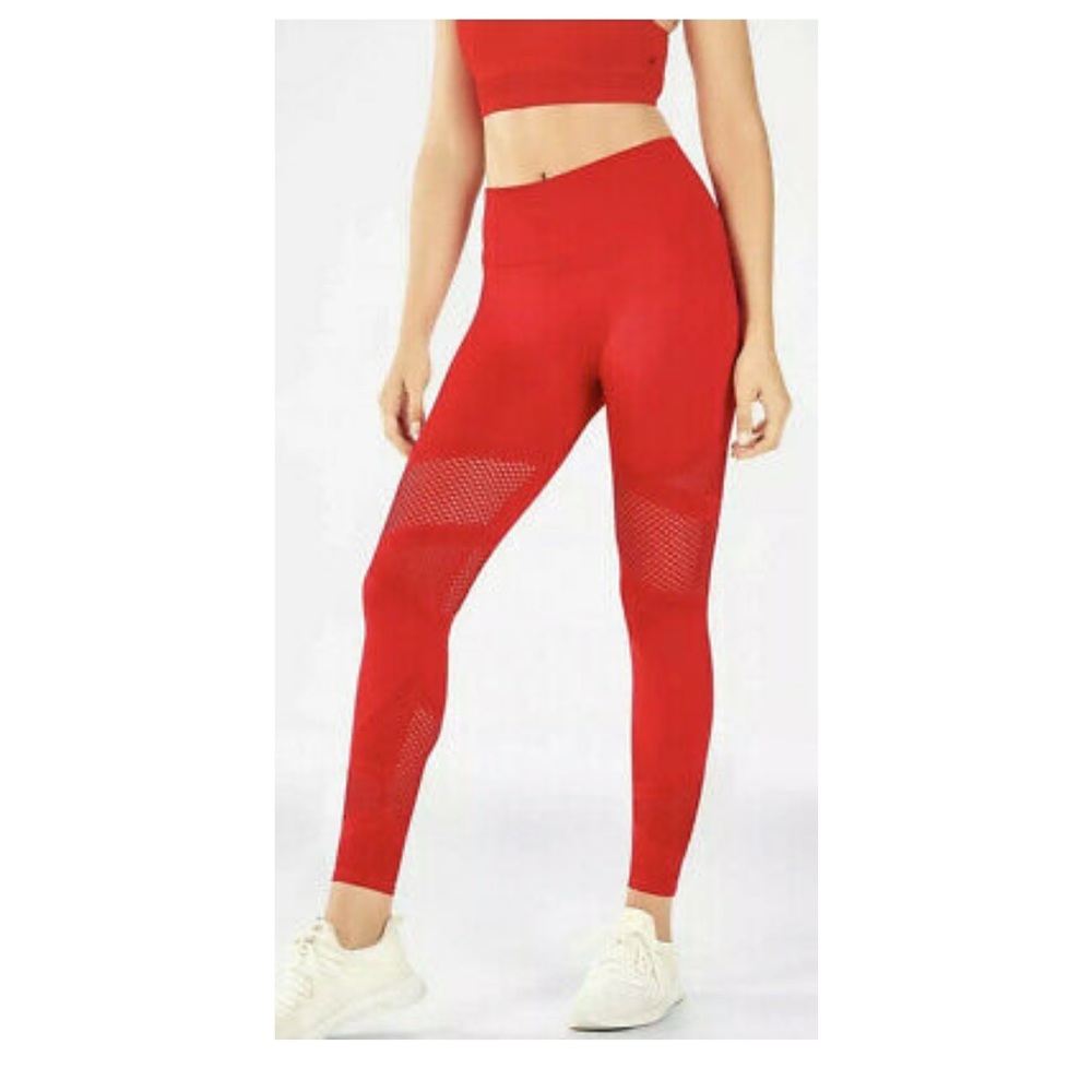 Fabletics Mosaic High-waisted Red Seamless Mesh 7/8 Leggings Women’s